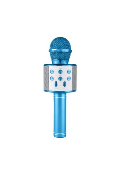 Pazariz Wster Ws-858 Mavi Karaoke Mikrofon Bluetooth Hoparlör Aux Usb Mikro Sd Kart Girişli ürün görseli 1