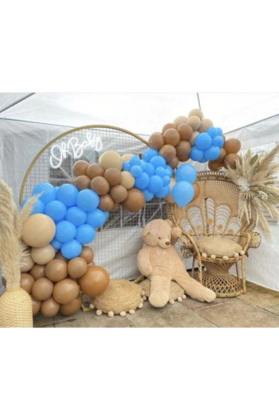 Pazariz Makaron Mavi Sütlü Kahve Ve Karamel Balon Zinciri 100 Adet ürün görseli 1