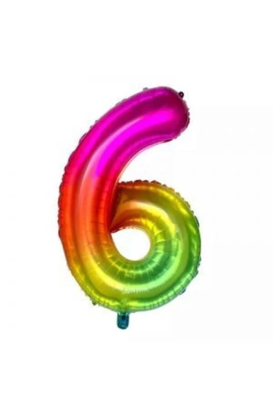 Pazariz 34 Inç 80 Cm Gökkuşağı Folyo Rakam Balon 6 ürün görseli 1