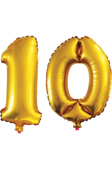 Pazariz 10 Yaş Sayı Folyo Balon Altın 90 Cm ürün görseli 1