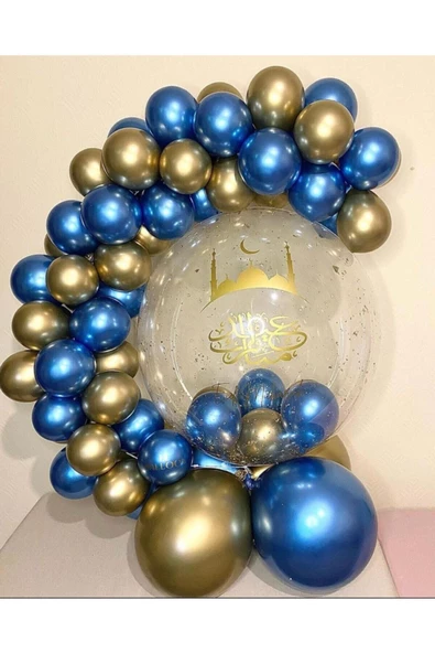 Pazariz Krom Gold Ve Mavi Balon Zinciri 100 Adet ürün görseli 1