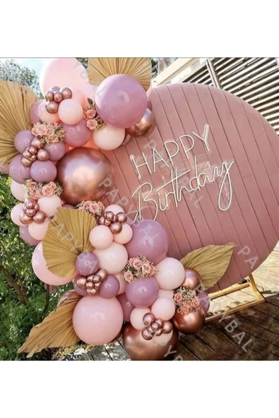 Pazariz Makaron Pembe Toz Pembe Rosegold Krom Balon Zinciri 100 Adet ürün görseli 1