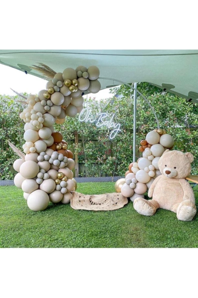 Pazariz Krom Gold Pastel Deniz Kumu Taş Ve Duman Balon Zinciri 100 Adet ürün görseli 1