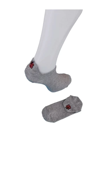 Pazariz Unisex Gri Emojili Babet Çorap 2 'li ürün görseli 1