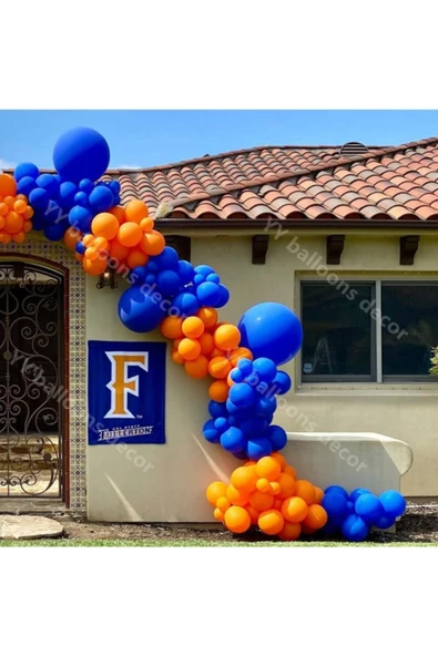 Pazariz Pastel Turuncu Koyu Mavi Balon Zinciri 100 Adet ürün görseli 1