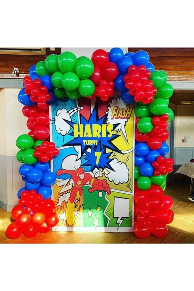 Pazariz Pastel Kırmızı Mavi Ve Yeşil Balon Zinciri 100 Adet ürün görseli 1