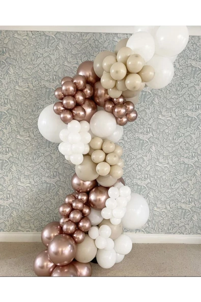 Pazariz Krom Rose Gold Deniz Kumu Ve Beyaz Balon Zinciri 100 Adet ürün görseli 1