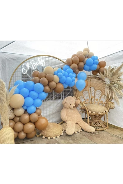 Pazariz Makaron Mavi Sütlü Kahve Ve Karamel Balon Zinciri 100 Adet ürün görseli 1