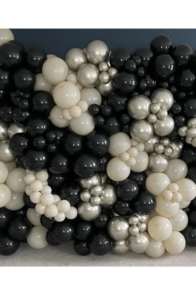 Pazariz Krom Beyaz Altın Pastel Siyah Ve Deniz Kumu Balon Zinciri 100 Adet ürün görseli 1