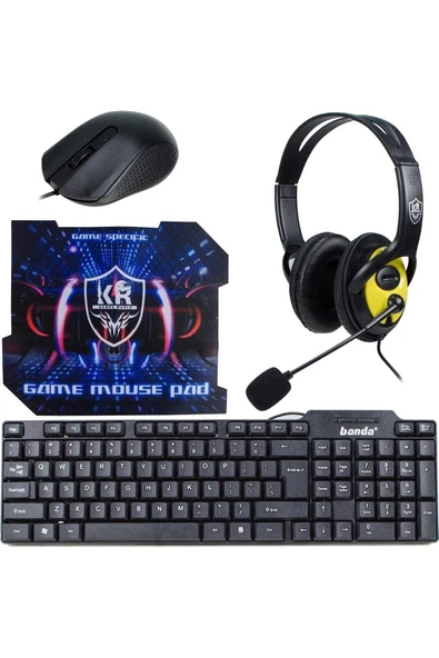 Pazariz K20 Gaming 4 Parça Oyuncu Seti Klavye Mouse Kulaklık Mouse Pad ürün görseli 1