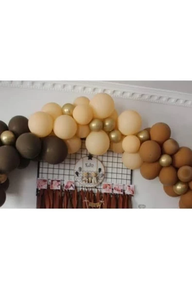 Pazariz 50 Adet Kahverengi Somon Karamel Gold Balon ürün görseli 1
