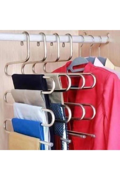 Pazariz 5 Katlı Metal Pantolon Ve Eşarp Askısı 4 Adet ürün görseli 1