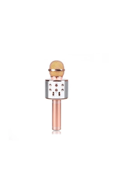 Pazariz Karaoke Mikrofon Dahili Hoparlörlü Usb Flash Destekli Ws-858 Rose Gold ürün görseli 1