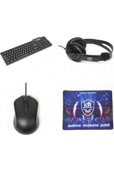 Pazariz K20 Oyuncu Gamer Seti Klavye + Mouse + Kulaklık + Mouse Pad 4in1 Set ürün görseli 1