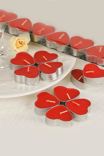 Pazariz 8 Adet Kalp Şeklinde Tea Light Mum ürün görseli 1