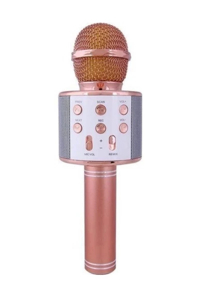 Pazariz Profesyonel Bluetoothlu Karaoke Mikrofon - Aux Sdcard - Rosegold ürün görseli 1