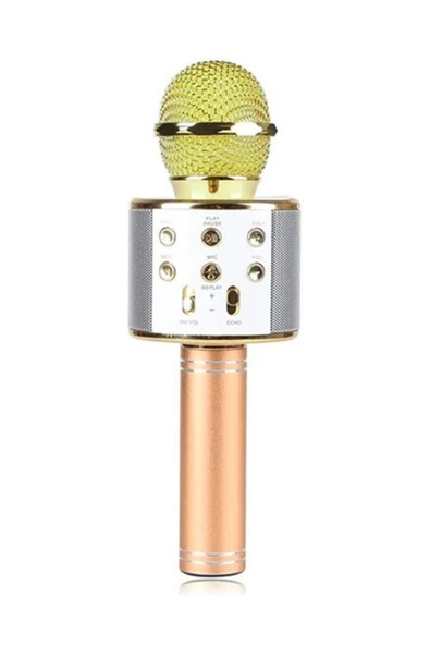 Pazariz Profesyonel Bluetoothlu Karaoke Mikrofon - Aux Sdcard - Gold ürün görseli 1
