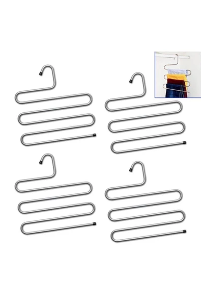 Pazariz Gri Metal Pantolon Askısı 4lü ürün görseli 1