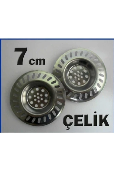Pazariz 2 Adet 7cm Paslanmaz Çelik Lavabo Gider Süzgeci Yaşam Boyu Garantili Çelik Lavabo Süzgeci ürün görseli 1