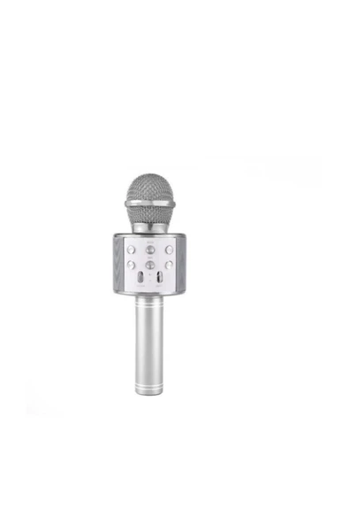 Pazariz Karaoke Mikrofon Dahili Hoparlörlü Usb Flash Destekli Ws-858 Silver ürün görseli 1