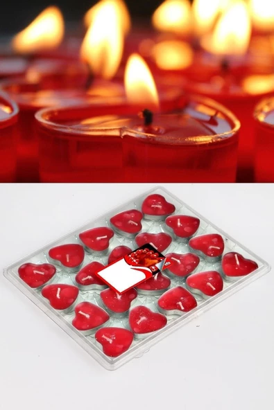 Pazariz Kırmzı Tea Light Kalp Mum ( 20 Adet) ürün görseli 1