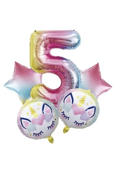 Pazariz 5 Yaş Unicorn Folyo Balon Set 5 Adet ürün görseli 1