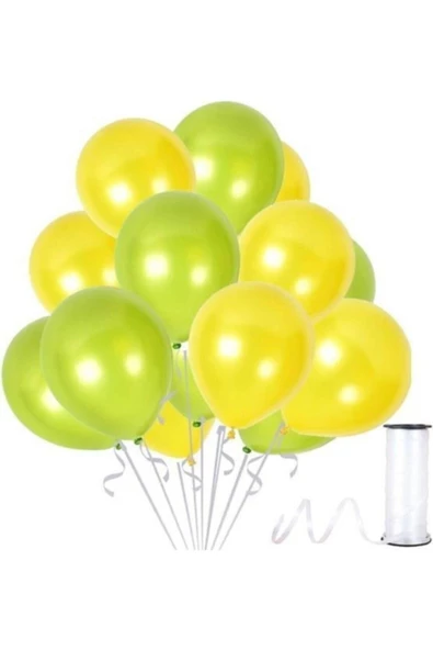 Pazariz Sarı-fıstık Yeşili Metalik Sedefli Balon 30 Adet ürün görseli 1