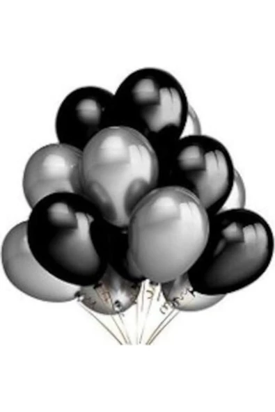 Pazariz 50 Adet Metalik Sedefli Uçan Balon (siyah -gümüş Karışık) Balon ürün görseli 1
