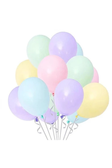 Pazariz Karışık Renkli Makaron Pastel Balon 20 Adet ürün görseli 1