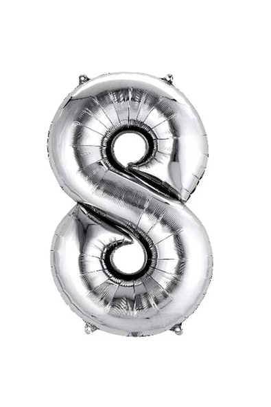 Pazariz 8 Rakam Folyo Balon Gümüş 100 Cm ürün görseli 1