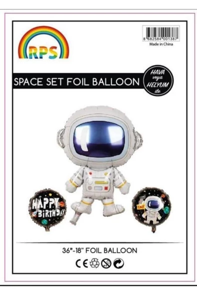 Pazariz Astronot 3 Lü Set Folyo Balon ürün görseli 1