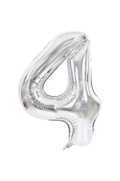 Pazariz 4 Rakam Folyo Balon Gümüş 100 cm ürün görseli 1