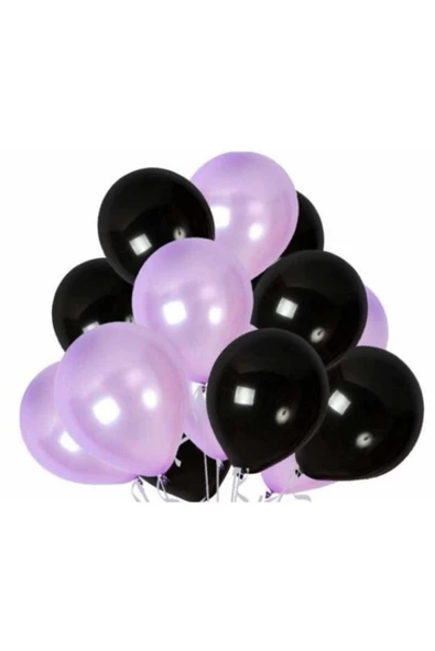 Pazariz 50 Adet Metalik Sedefli Kaliteli Balon Lila-siyah ürün görseli 1