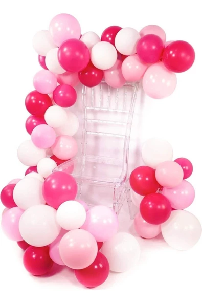 Pazariz Fuşya Pembe Beyaz Balon Zinciri 5 Metre ürün görseli 1