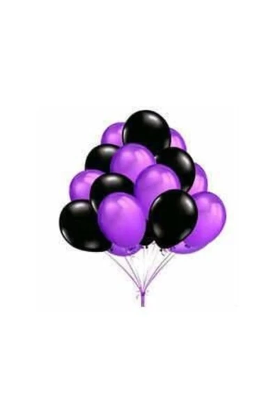 Pazariz 50 Adet Metalik Sedefli Uçan Balon Mor-siyah Karışık Balon ürün görseli 1
