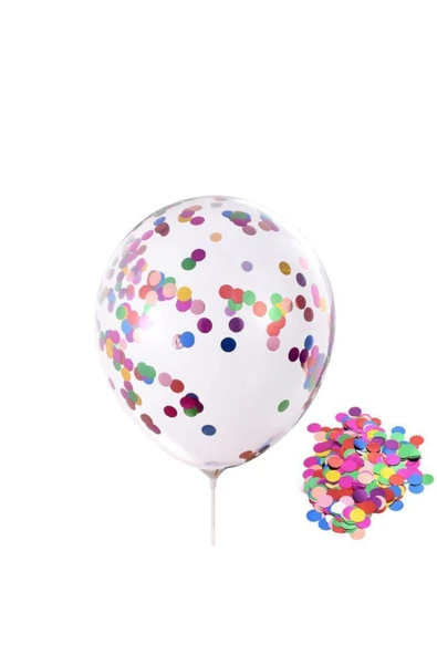 Pazariz Pazarız Konfetili Balon Pullu Şeffaf Balon Seti 20 Adet ürün görseli 1