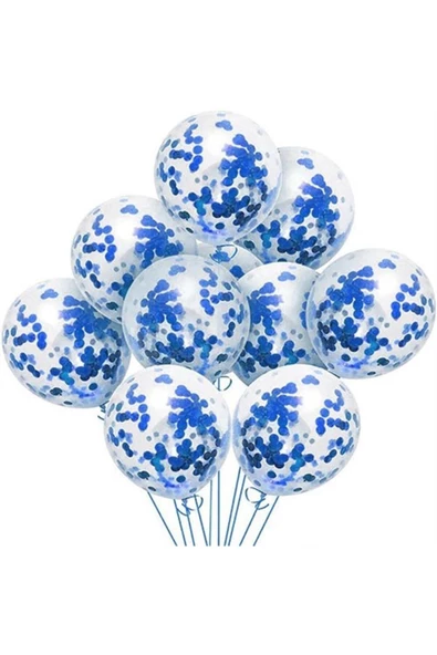 Pazariz Şeffaf Lacivert Konfetili Balon 10 Adet ürün görseli 1