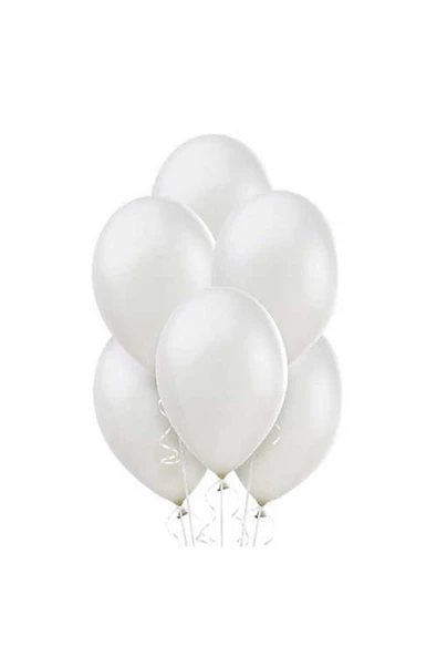 Pazariz Beyaz Metalik Balon 20 Adet ürün görseli 1
