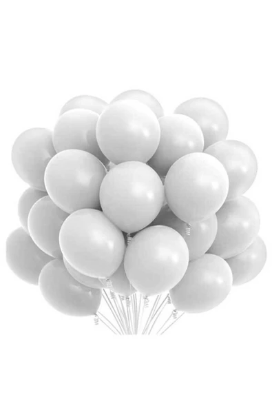 Pazariz 12 Inç Standart Boy Pastel Balon 50 Adet Beyaz ürün görseli 1