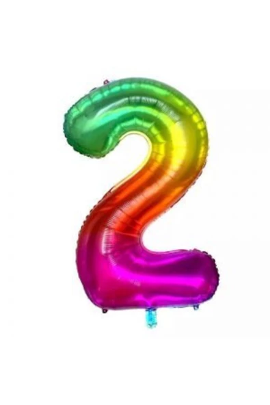Pazariz 34 Inç 80 Cm Gökkuşağı Folyo Rakam Balon 2 ürün görseli 1