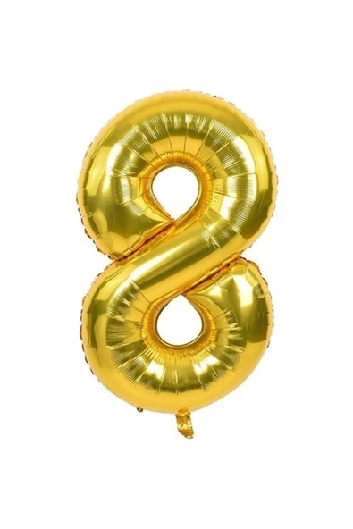 Pazariz 8 Rakam Folyo Gold Renk Balon Küçük 35 cm ürün görseli 1