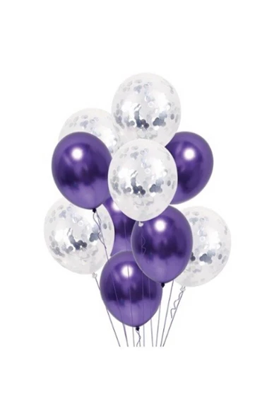 Pazariz Mor Krom Konfetili Balon ürün görseli 1
