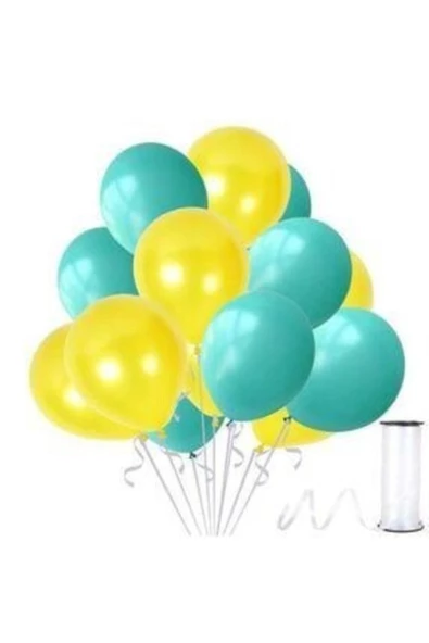 Pazariz 50 Adet Mint Su Yeşili-sarı Metalik Sedefli Balon ürün görseli 1