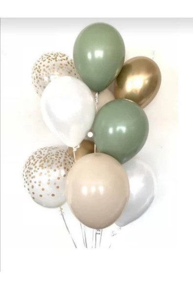 Pazariz Küf Yeşili Gold Krom Balon Seti ürün görseli 1