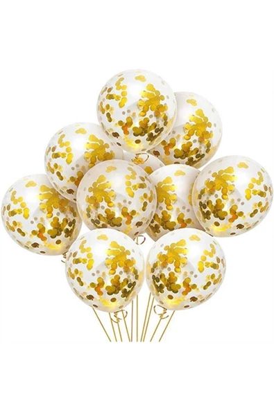 Pazariz Şeffaf Gold Konfetili Balon 10 Adet ürün görseli 1