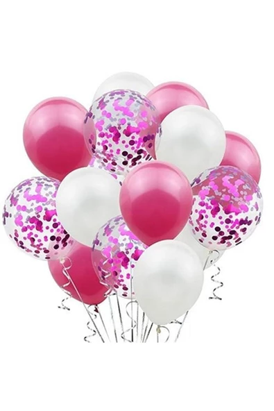 Pazariz Fuşya Beyaz Konfetili Balon ürün görseli 1
