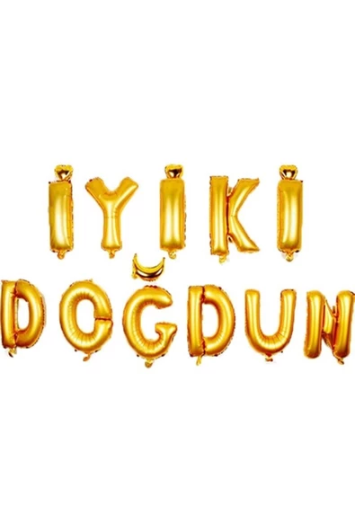 Pazariz Iyiki Doğdun Folyo Balon Set Altın ürün görseli 1