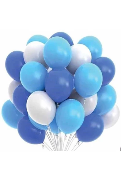 Pazariz Mavi Beyaz Lacivert Balon 20 Adet ürün görseli 1