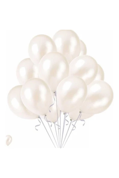 Pazariz Beyaz Metalik Balon 10lu ürün görseli 1