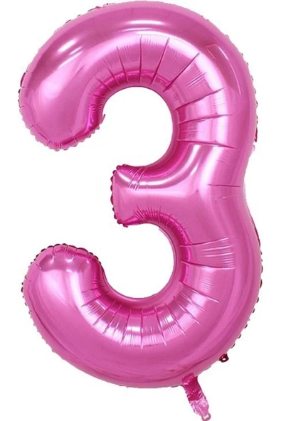 Pazariz 3 Rakam Folyo Balon Pembe 90cm (40ınch) 1 Adet ürün görseli 1